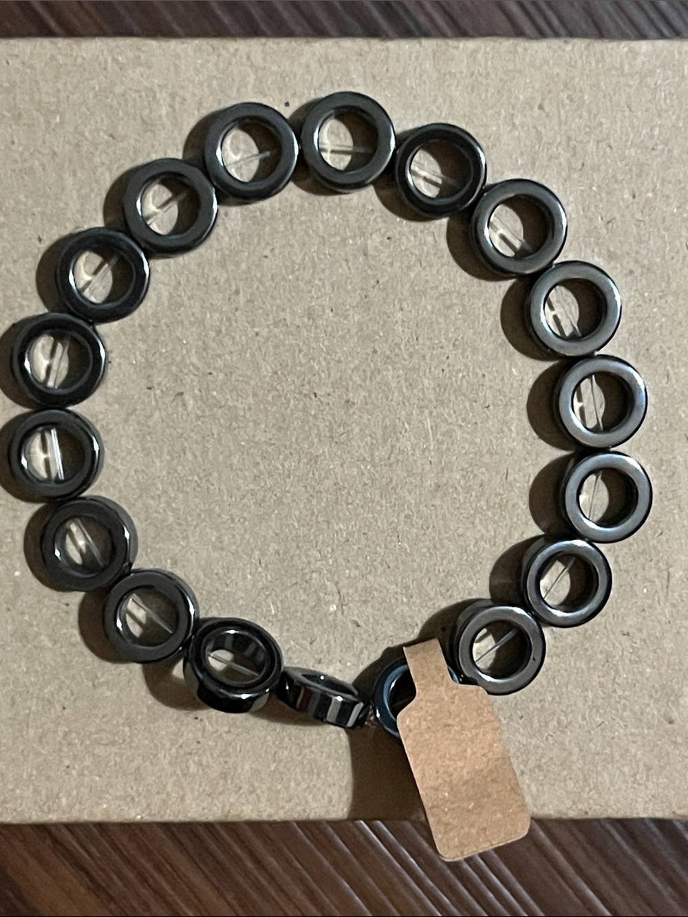 Black Circular Link Stretch Bracelet